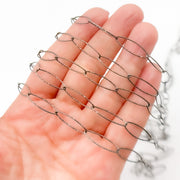Oxidized Sterling Silver Diamond Cut Oval Link Chain
